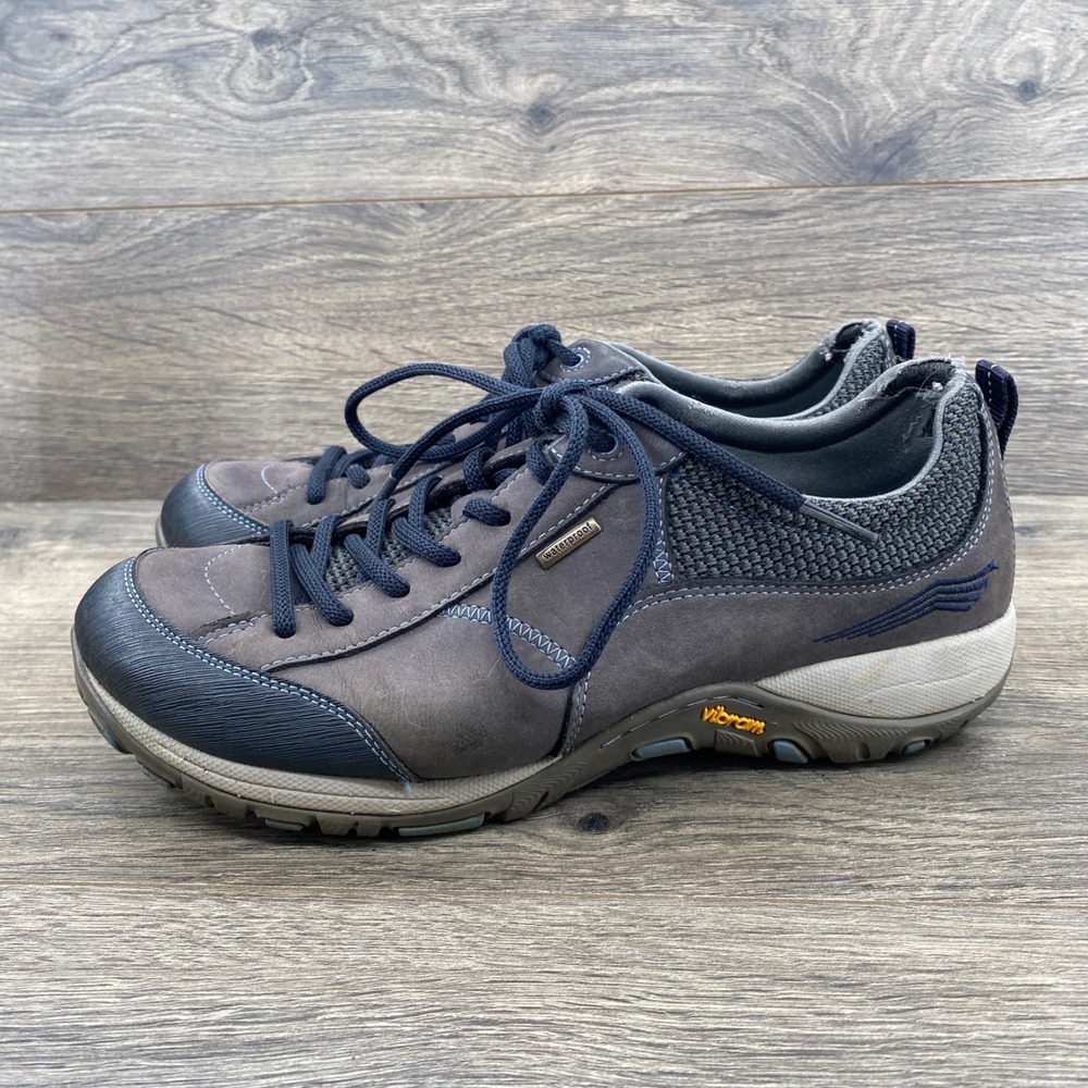 Dansko Walking Shoes Womens 40 Blue Grey Leather Waterproof Vibram 4359751075